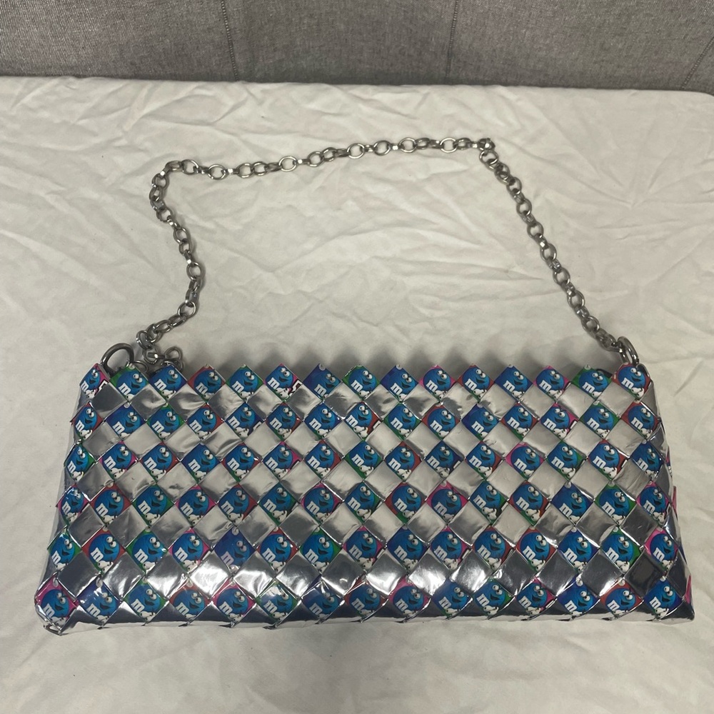 M&M wrapper weaved purse